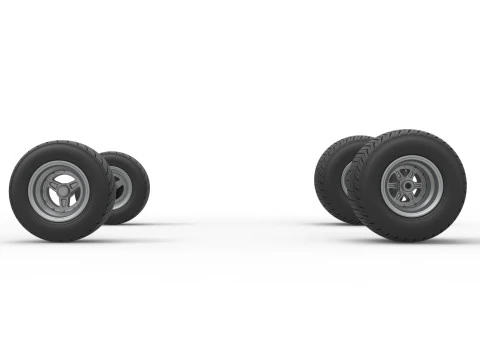 Wheel set of 600 Micro sprint car Scale 1 to 25 3D Print Model