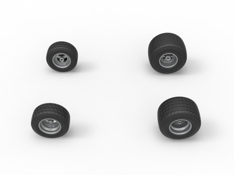Wheel set of 600 Micro sprint car Scale 1 to 25 3D Принт Модель