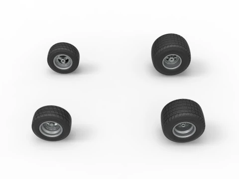 Wheel set of 600 Micro sprint car Scale 1 to 25 3D Print Model