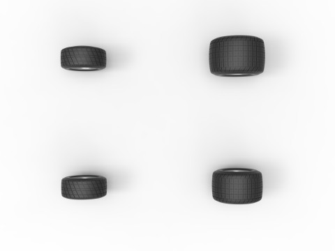 Wheel set of 600 Micro sprint car Scale 1 to 25 3D Принт Модель