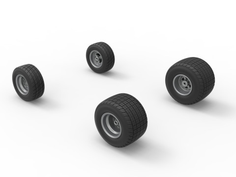 Wheel set of 600 Micro sprint car Scale 1 to 25 3D Принт Модель