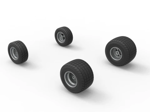 Wheel set of 600 Micro sprint car Scale 1 to 25 3D Print Model