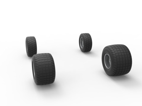 Wheel set of 600 Micro sprint car Scale 1 to 25 3D Принт Модель