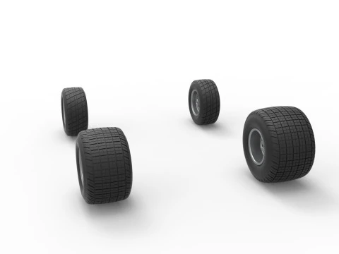 Wheel set of 600 Micro sprint car Scale 1 to 25 3D Print Model