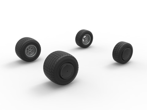 Wheel set of 600 Micro sprint car Scale 1 to 25 3D Принт Модель