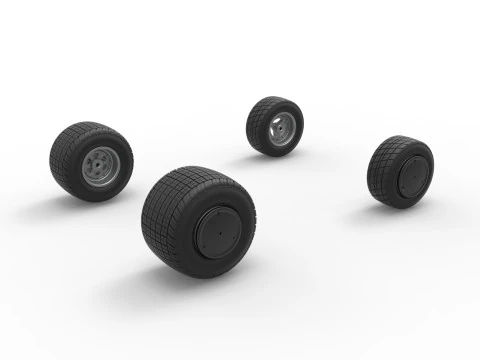 Wheel set of 600 Micro sprint car Scale 1 to 25 3D Print Model