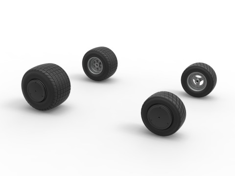 Wheel set of 600 Micro sprint car Scale 1 to 25 3D Принт Модель
