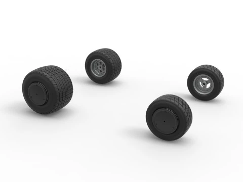 Wheel set of 600 Micro sprint car Scale 1 to 25 3D Print Model