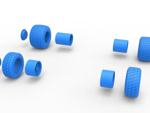 Wheel set of 600 Micro sprint car Scale 1 to 25 3D Print Model