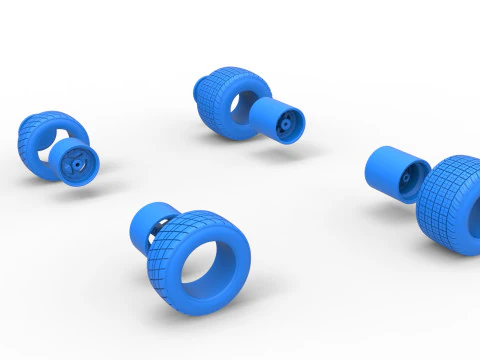 Wheel set of 600 Micro sprint car Scale 1 to 25 3D Print Model