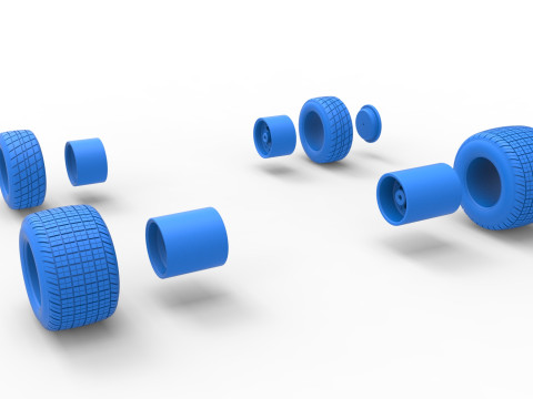 Wheel set of 600 Micro sprint car Scale 1 to 25 3D Принт Модель