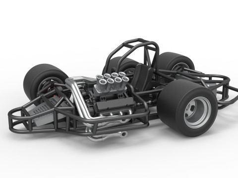 Supermodified 3-to-1 race car Base Scale 1 to 25 3D 打印模型
