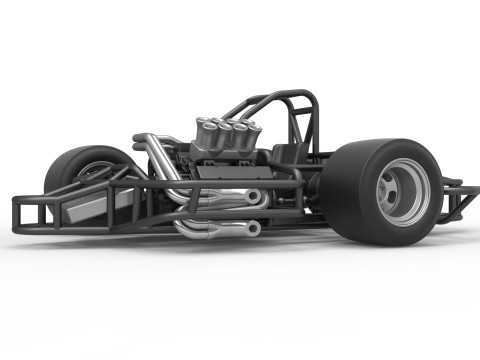 Supermodified 3-to-1 race car Base Scale 1 to 25 3D प्रिंट मॉडल
