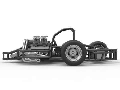 Supermodified 3-to-1 race car Base Scale 1 to 25 3D प्रिंट मॉडल