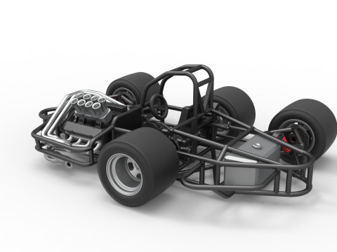 Supermodified 3-to-1 race car Base Scale 1 to 25 3D प्रिंट मॉडल