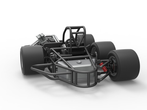 Supermodified 3-to-1 race car Base Scale 1 to 25 3D प्रिंट मॉडल