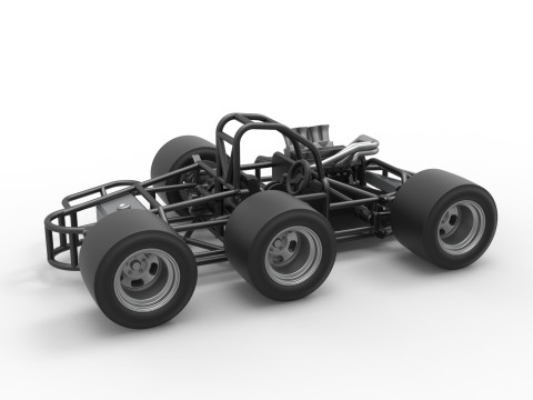 Supermodified 3-to-1 race car Base Scale 1 to 25 3D प्रिंट मॉडल