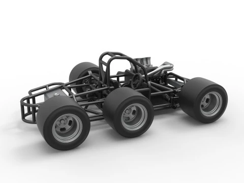 Supermodified 3-to-1 race car Base Scale 1 to 25 3D Print Model
