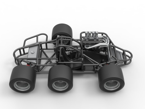 Supermodified 3-to-1 race car Base Scale 1 to 25 3D प्रिंट मॉडल
