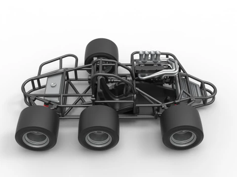Supermodified 3-to-1 race car Base Scale 1 to 25 3D Print Model