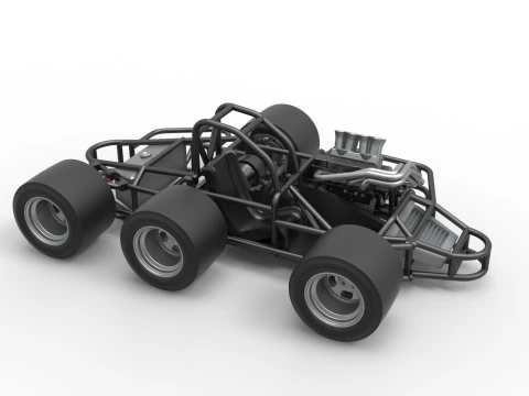 Supermodified 3-to-1 race car Base Scale 1 to 25 3D Print Model