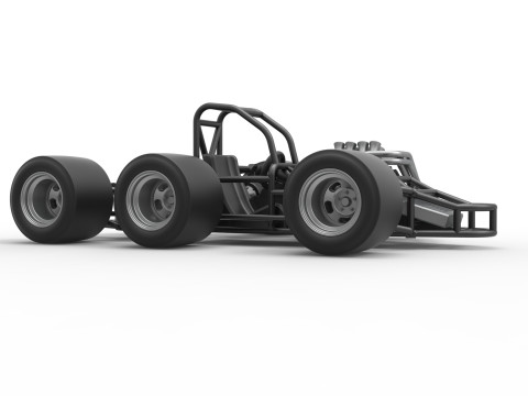 Supermodified 3-to-1 race car Base Scale 1 to 25 3D प्रिंट मॉडल