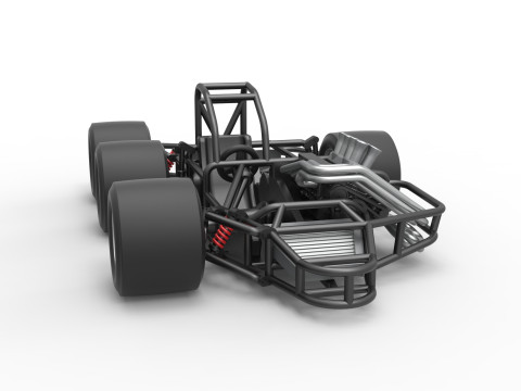 Supermodified 3-to-1 race car Base Scale 1 to 25 3D प्रिंट मॉडल