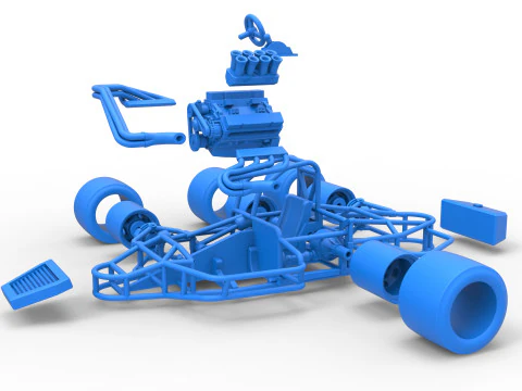 Supermodified 3-to-1 race car Base Scale 1 to 25 3D Print Model