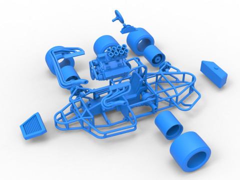 Supermodified 3-to-1 race car Base Scale 1 to 25 3D प्रिंट मॉडल
