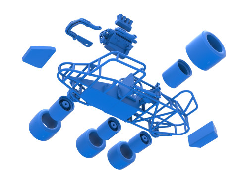 Supermodified 3-to-1 race car Base Scale 1 to 25 3D प्रिंट मॉडल