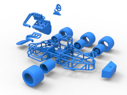 Supermodified 3-to-1 race car Base Scale 1 to 25 3D प्रिंट मॉडल
