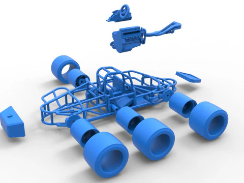 Supermodified 3-to-1 race car Base Scale 1 to 25 3D Print Model