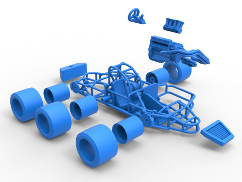 Supermodified 3-to-1 race car Base Scale 1 to 25 3D प्रिंट मॉडल