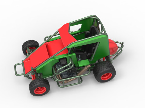 600 Micro sprint car Scale 1 to 25 3D Print Model