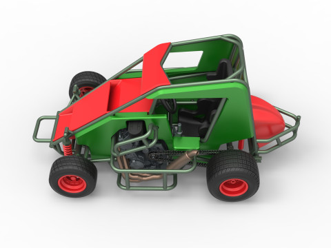 600 Micro sprint car Scale 1 to 25 3D Print Model