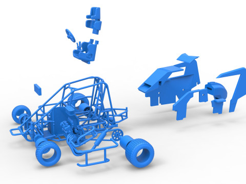 600 Micro sprint car Scale 1 to 25 3D Print Model