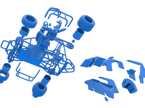600 Micro sprint car Scale 1 to 25 3D Print Model