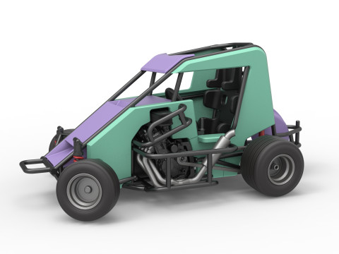 600 Micro sprint car while turning Scale 1 to 25 3Dプリントモデル