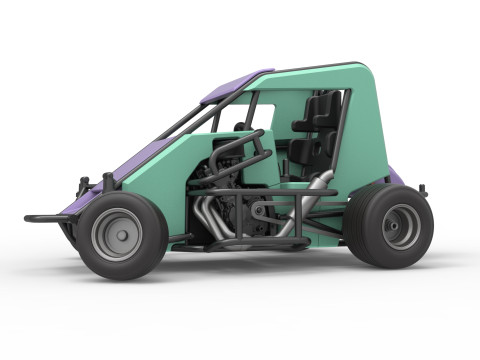 600 Micro sprint car while turning Scale 1 to 25 Modelo de Impressão 3D