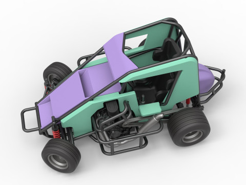 600 Micro sprint car while turning Scale 1 to 25 Modelo de Impressão 3D