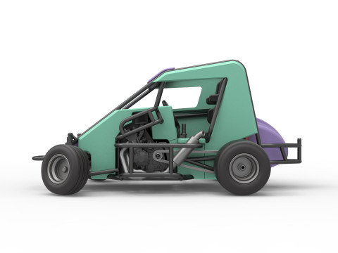 600 Micro sprint car while turning Scale 1 to 25 Modelo de Impressão 3D
