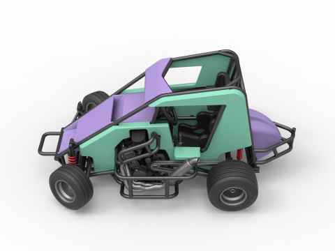 600 Micro sprint car while turning Scale 1 to 25 Modelo de Impressão 3D