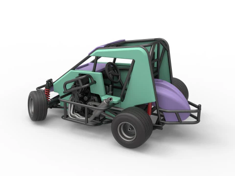 600 Mobil sprint mikro sambil memutar Skala 1 hingga 25 Model Cetak 3D