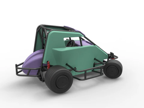 600 Mobil sprint mikro sambil memutar Skala 1 hingga 25 Model Cetak 3D