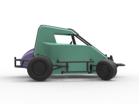 600 Micro sprint car while turning Scale 1 to 25 Modelo de Impressão 3D