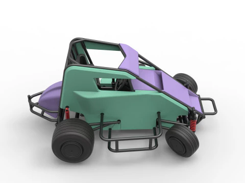 600 Mobil sprint mikro sambil memutar Skala 1 hingga 25 Model Cetak 3D