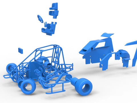 600 Mobil sprint mikro sambil memutar Skala 1 hingga 25 Model Cetak 3D