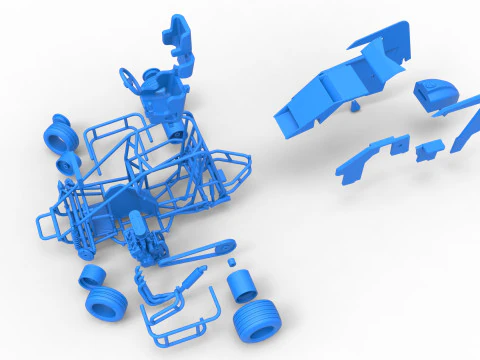 600 Mobil sprint mikro sambil memutar Skala 1 hingga 25 Model Cetak 3D