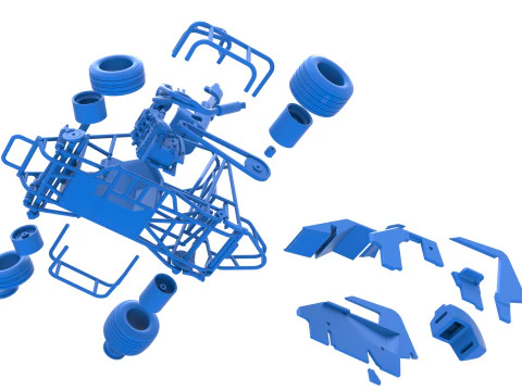 600 Mobil sprint mikro sambil memutar Skala 1 hingga 25 Model Cetak 3D