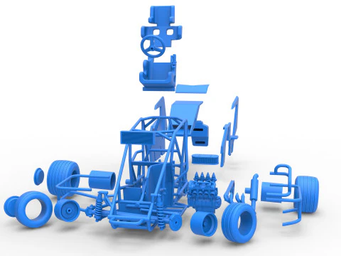 600 Mobil sprint mikro sambil memutar Skala 1 hingga 25 Model Cetak 3D